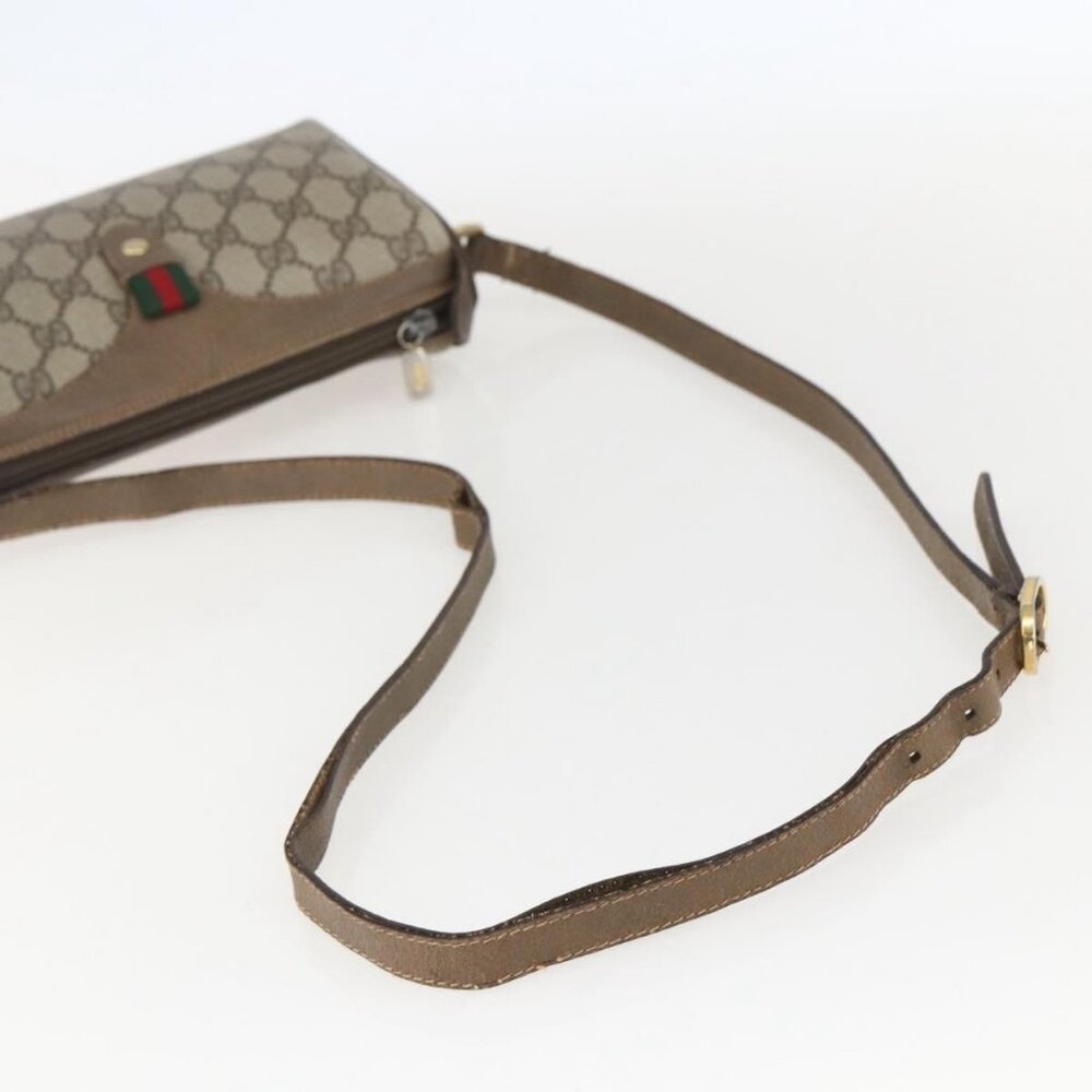 Authentic GUCCI GG Supreme Web Sherry Line Bag PVC Beige Gold 89 02 018 - Picture 14 of 16